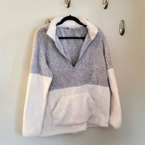 Sherpa 3/4 zip up hoodie